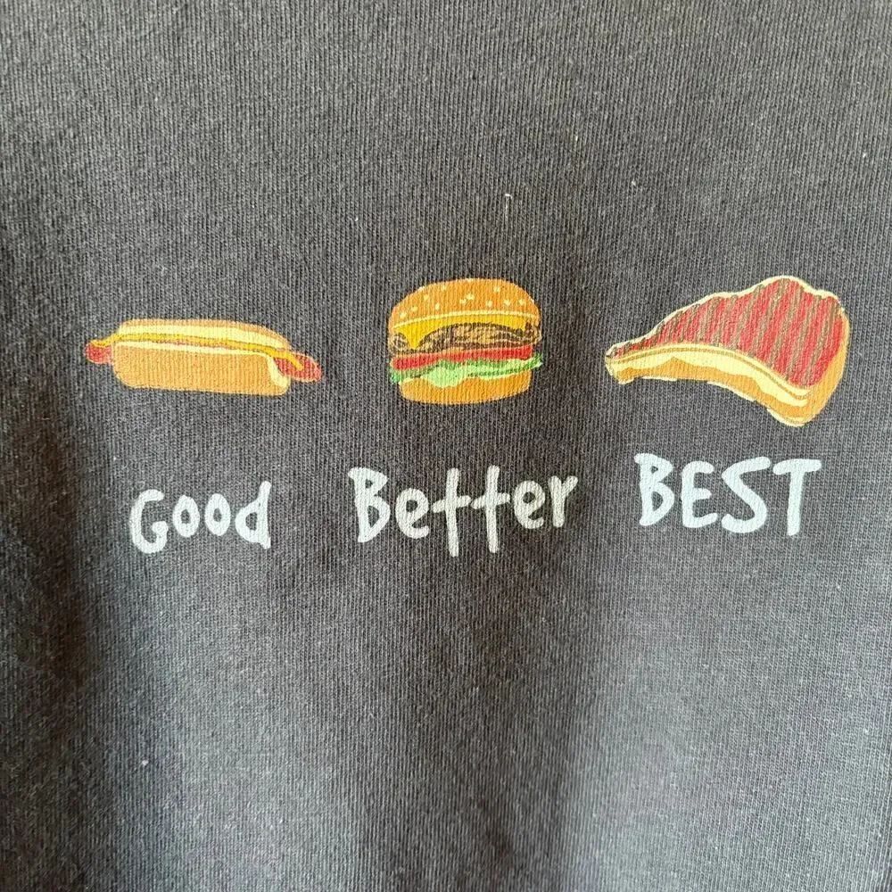 Positivitees Good Better Best Steak Tee Black 2XL